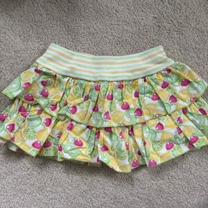 Fruit Print Tiered Cotton Skirt